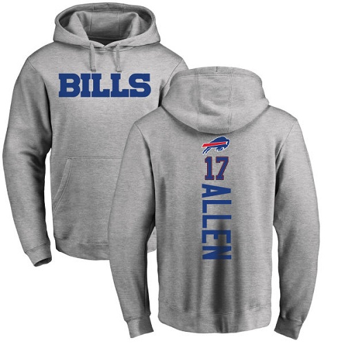 Men NFL Buffalo Bills #17 Josh Allen Ash Backer Pullover Hoodie Sweatshirt